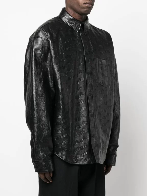 Balenciaga BB-monogram leather shirt jacket