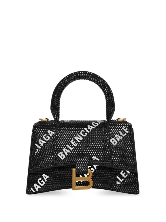 Balenciaga XS Hourglass crystal-embellished tote bag