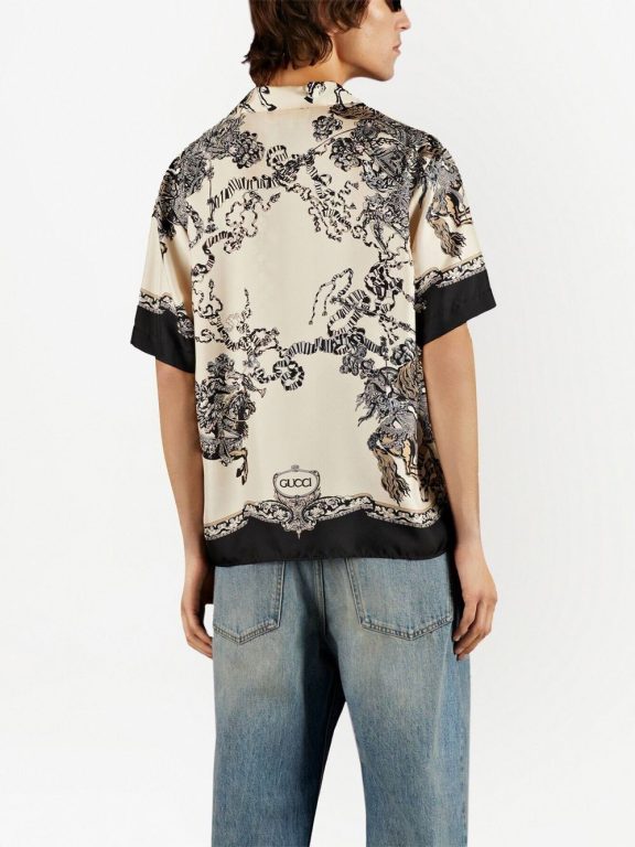 Gucci graphic-print silk bowling shirt