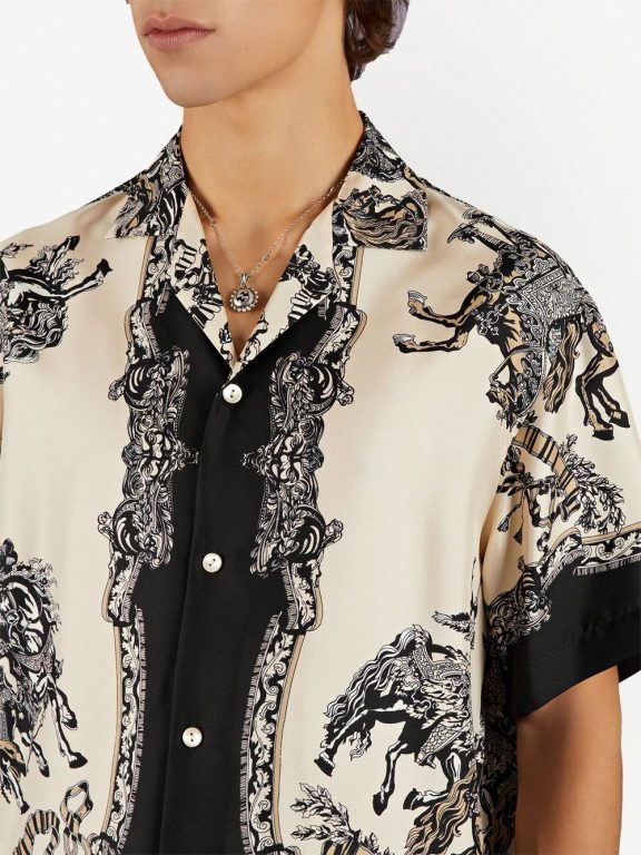 Gucci graphic-print silk bowling shirt