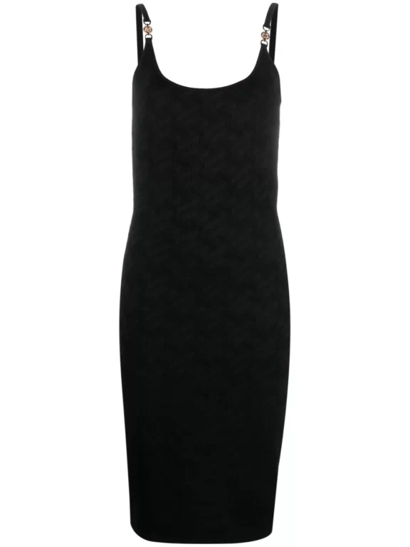 Versace La Greca knitted midi dress