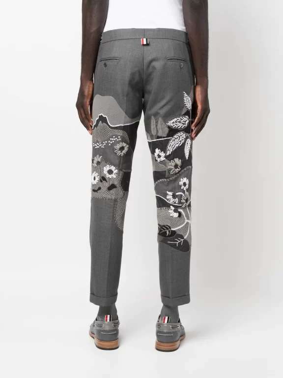 Thom Browne Embroidered Tailored-cut Trousers