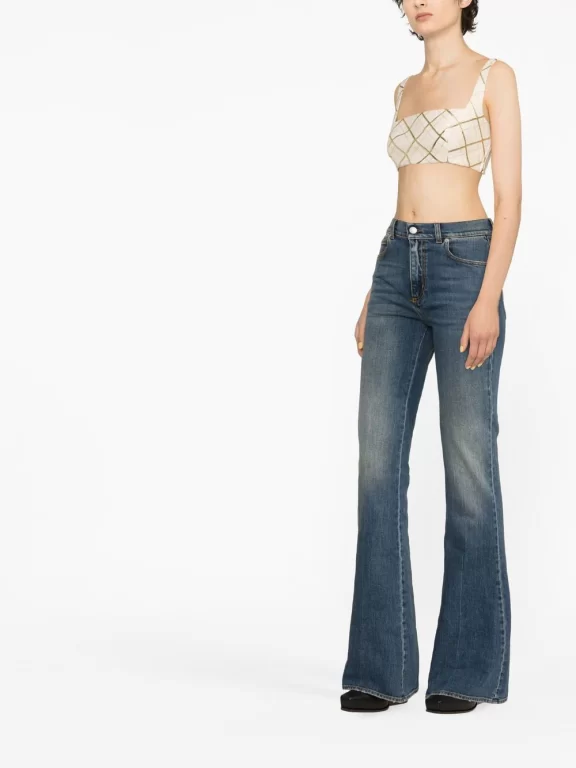 Valentino Garavani Check-embroidered Cropped Top