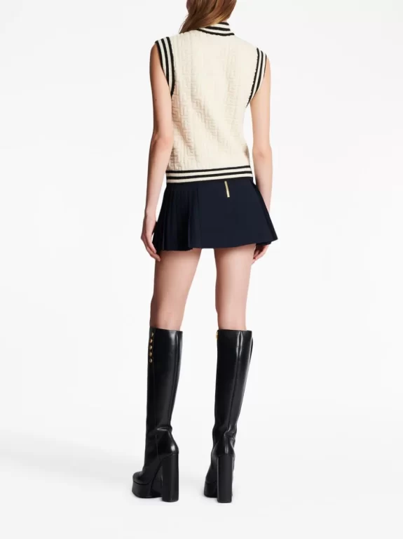 Balmain intarsia-knit monogram knitted top