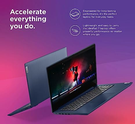 Lenovo 2023 Newest Ideapad 3 Laptop, 14″ FHD Display, AMD Ryzen 7 5700U Processor, 12GB RAM, 512GB SSD, AMD Radeon Graphics, Fingerprint Reader, Backlit Keyboard, Windows 11 Home, Abyss Blue