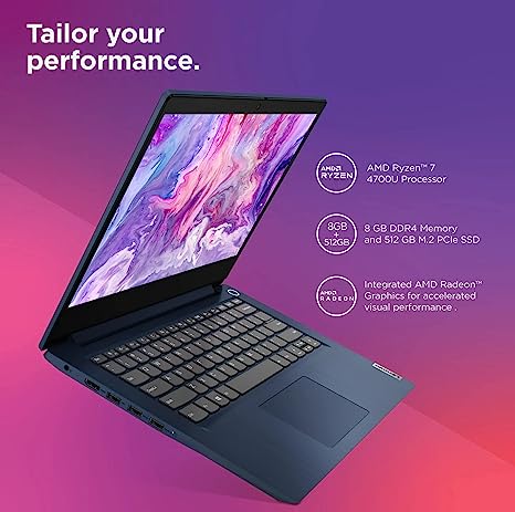 Lenovo 2023 Newest Ideapad 3 Laptop, 14″ FHD Display, AMD Ryzen 7 5700U Processor, 12GB RAM, 512GB SSD, AMD Radeon Graphics, Fingerprint Reader, Backlit Keyboard, Windows 11 Home, Abyss Blue