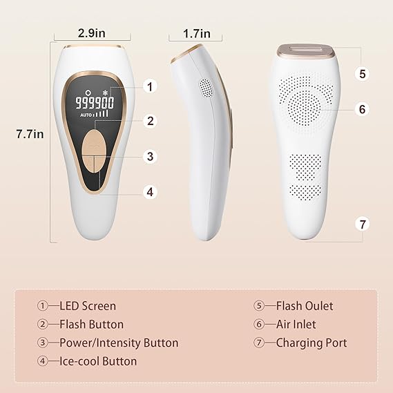 Laser Hair Removal, Permanent Hair Removal Device, Painless At-Home IPL Hair Removal for Women and Men for Face Armpits Legs Arms Bikini Line
