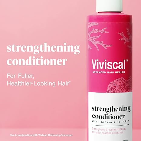 Viviscal Hair Thickening Conditioner, Moisturizing Formula Conditions & Strengthens, Biotin & Keratin, Marine Collagen & Seaweed Extract, Hydrating, Healthier Looking Hair, 250ml (8.45 Fl. Oz.)