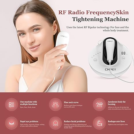CMPEY Radio Frequency Skin Tightening Machine,Multifunction Home Use Beauty Professional Device,Salon Effects-Wrinkles Remover,Skin Tightening,White