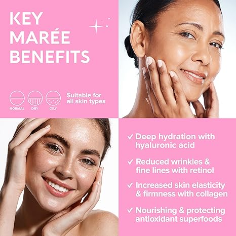 MAREE Face Moisturizer – Collagen Cream for Women – Anti-Wrinkle Eye Balm with Retinol, Hyaluronic Acid – Day & Night Cream for Face & Under Eye – Instant Face Lift Cream with Hydrating Effect – 1.7oz
