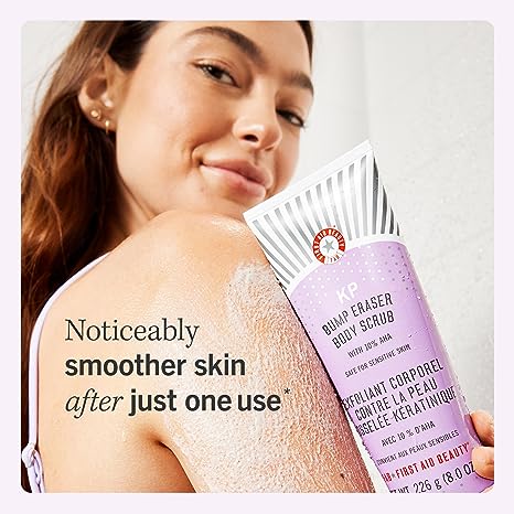 First Aid Beauty KP Bump Eraser Body Scrub Exfoliant for Keratosis Pilaris with 10% AHA â€“ 2 8oz Tubes, 16 oz Total