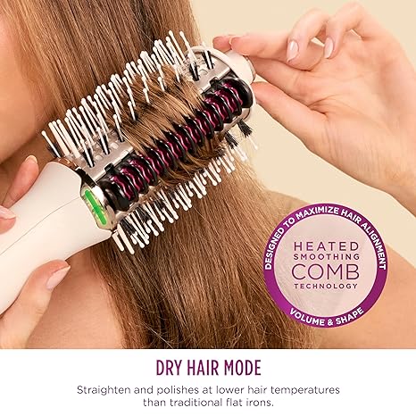 Shark HT202 SmoothStyle Heated Smoothing Comb Straightener and Smoother, Dual Mode, Blow Dryer Brush + Straightener, for All Hair Types, Silk