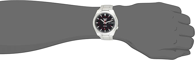 Seiko Men’s 5′ Japanese Automatic Stainless Steel Casual Watch, Color: Black dial (Model: SNK617)