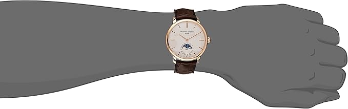 Frederique Constant Men’s FC705V4S9 Slim Line Automatic Moon Phase Watch with Brown Leather Band