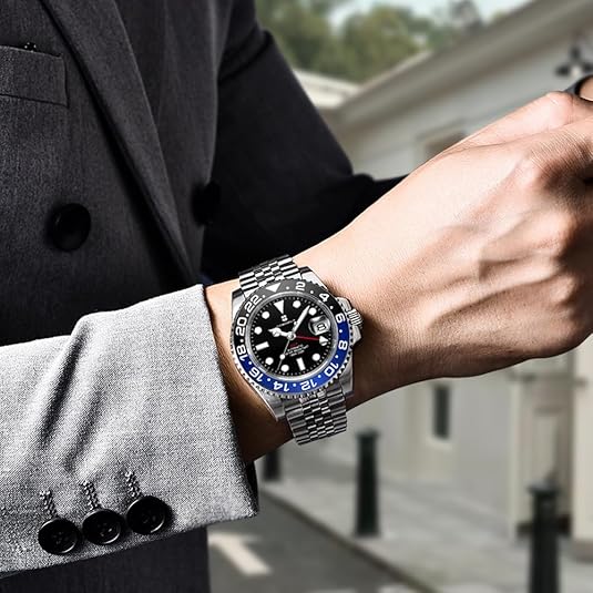Corgeut GMT Watches for Men Luxury Men’s Automatic Mechanical Watch Date Display relojes para Hombres Japanese Movement 10ATM Waterproof 6001G-A