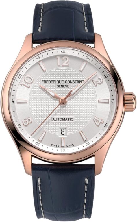 Frederique Constant Mens Classic Runabout Automatic Swiss Rose Gold Stainless Steel Case Watch, Blue Leather Strap, Style: FC-303RMS5B4