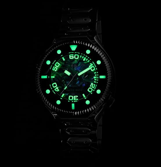 NOVE Atlantean- Swiss Made Automatic Dive Watches for Men, 300m Water Resistant, Date Calendar, Sapphire Crystal, Super-LumiNova, Stainless Steel Band, 50.5mm Watches
