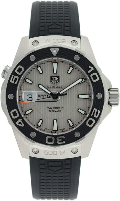 TAG Heuer Men’s WAJ2111.FT6015 Aquaracer Calibre 5 Automatic 500M Silver Dial Watch