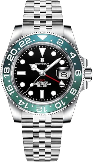 Corgeut GMT Watches for Men Luxury Men’s Automatic Mechanical Watch Date Display relojes para Hombres Japanese Movement 10ATM Waterproof 6001G-A