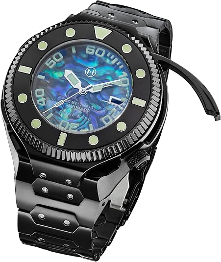 NOVE Atlantean- Swiss Made Automatic Dive Watches for Men, 300m Water Resistant, Date Calendar, Sapphire Crystal, Super-LumiNova, Stainless Steel Band, 50.5mm Watches