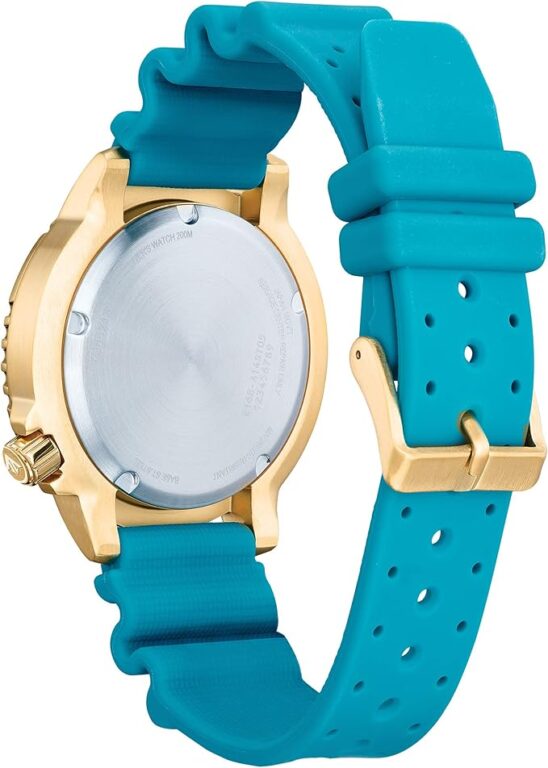 Citizen Promaster Dive Eco-Drive Watch, 3-Hand Date, ISO Certified, Luminous Hands and Markers, Rotating Bezel, Teal/Gold Tone