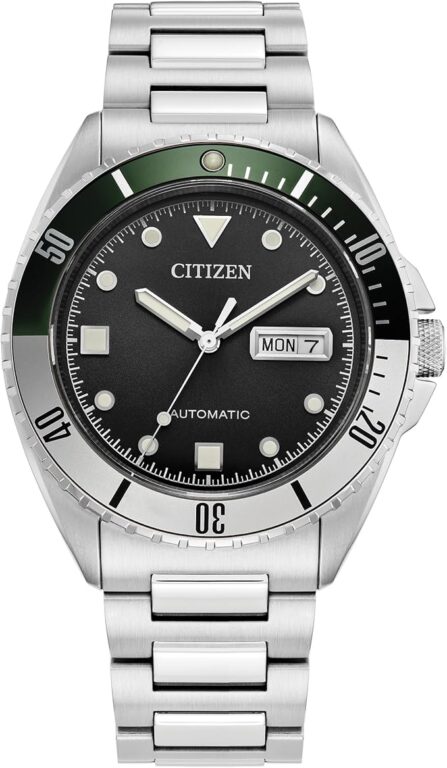 Citizen Men’s Automatic Watch, Silver-Tone Stainless Steel Bracelet, Black Dial, 3 Hand Day/Date. (Model: NH7531-50E)