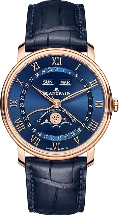 Blancpain Men’s Villeret Classic Quantime Complet Rose Gold, Blue Sunburst Dial 6654-3640-55B