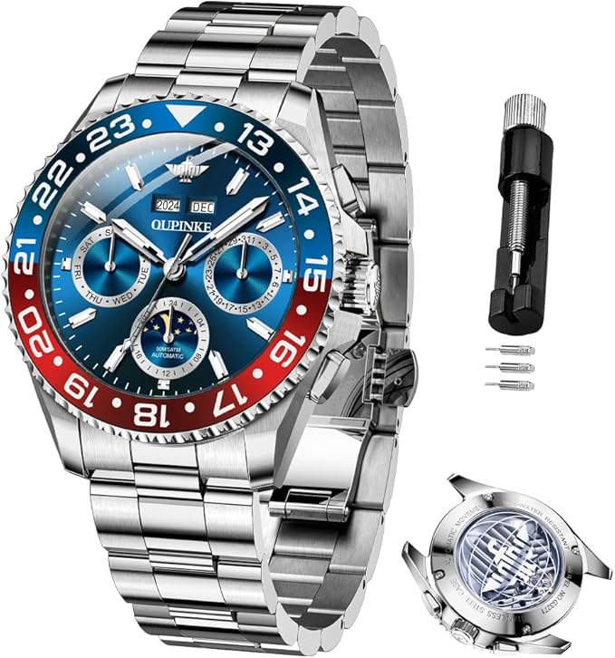 OUPINKE Men’s Automatic Watch Self Winding Mechanical Luxury Wrist Watch Sapphire Crystal Tungsten Steel
