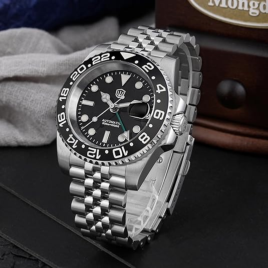 watchdives GMT Watches for Men, WD16760 Sub Dive Watch NH34 Automatic Wristwatch 40mm Ceramic Bezel Sapphire Crystal 300M Waterproof