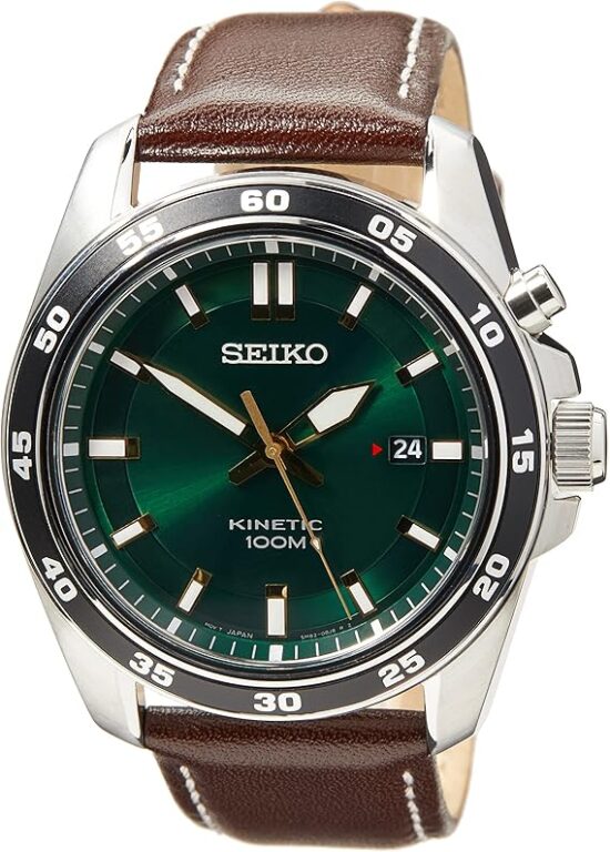 Seiko Herren-Uhr Kinetik Edelstahl mit Lederband