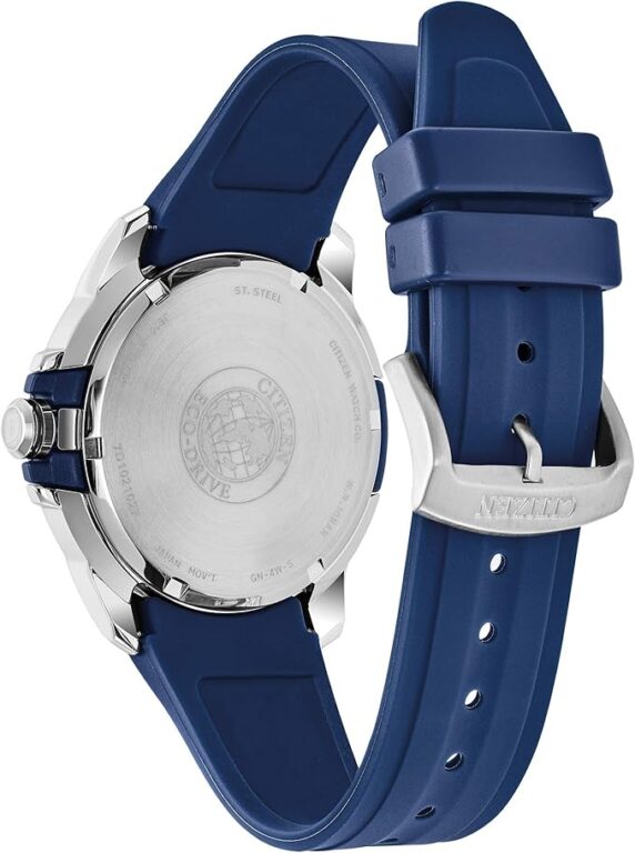 Citizen Men’s Eco-Drive Weekender Watch in Stainless Steel with Blue Polyurethane strap, Blue Dial (Model: AW1158-05L)