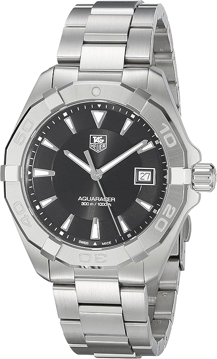 TAG Heuer Men’s ‘Aquaracer’ Quartz Stainless Steel Dress Watch, Color:Silver-Toned (Model: WAY1110.BA0928)