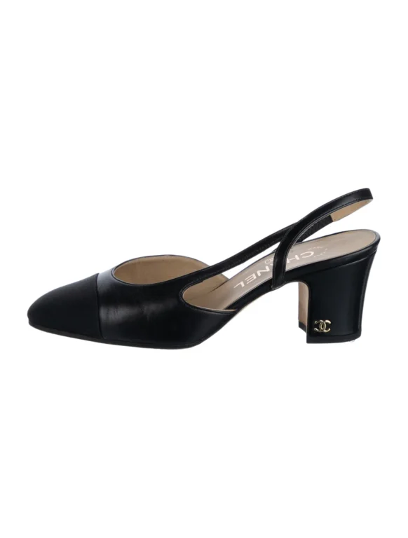 Chanel Interlocking CC Logo Lambskin Slingback Pumps Women’s Size: 5 | IT 35