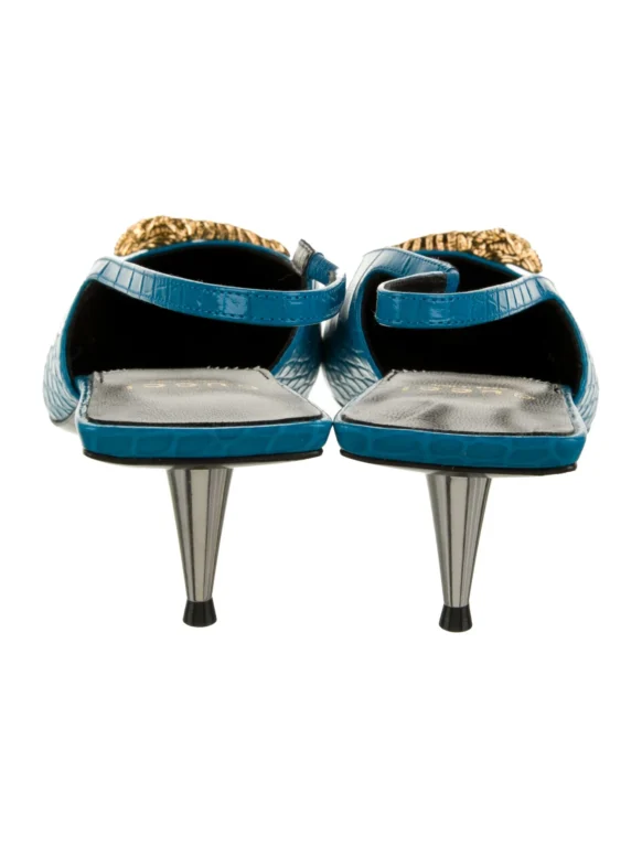 Gucci Embossed Leather Slingback Pumps Women’s Size: 7 | IT 37