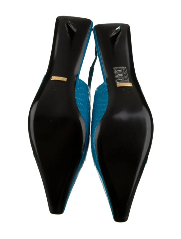 Gucci Embossed Leather Slingback Pumps Women’s Size: 7 | IT 37