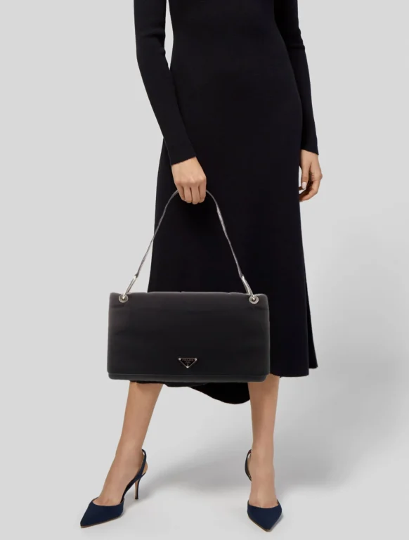 Prada Enameled Metal Triangle Shoulder Bag