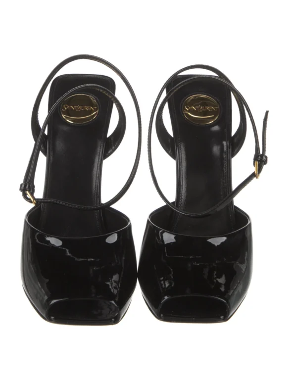 Saint Laurent Patent Leather Animal Print Sandals Women’s Size: 8 | IT 38