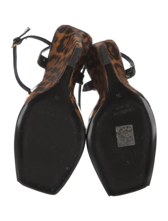 Saint Laurent Patent Leather Animal Print Sandals Women’s Size: 8 | IT 38